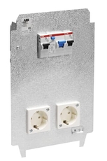 Панель монтажная CWB7, оцинкованная сталь, 2xSchuko, 2хВА 6А, ВДТ 30мА, клемма заземления | 2CMA177371R1000 | ABB